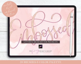 Texture Embossed Lettering Procreate Brushes - Digital Handlettering - Calligraphy Brush