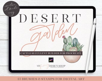 Cacti and Succulent Procreate Stamps and Brushes - Desert Garden Builder for Procreate - Digital Illustrating Brushes