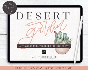 Cacti and Succulent Procreate Brushes – Desert Garden Builder (Digital Download)