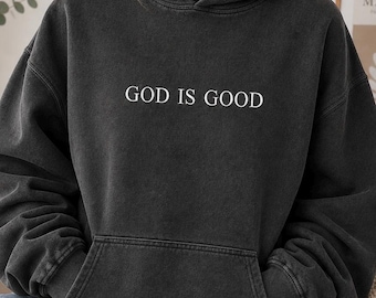 Embroidered "GOD IS GOOD"  Crewneck Sweatshirt- Custom Text- Choose your thread color