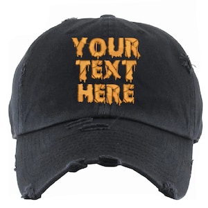 Distressed & Solid Low Profile Cap Halloween Edition  | Custom Embroidered Hat | Your Text Here | Halloween Gift | Dad Hat | Mom Hat