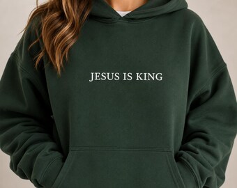 Embroidered "Jesus is king"  Crewneck Sweatshirt- Custom Text- Choose your thread color