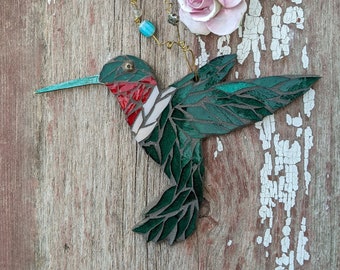 Ruby Throated Hummingbird Mosaic kit, diy crafting gifts