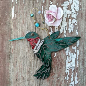 Craft Kits for Adults, Ruby Throated Hummingbird Ornament, Mosaic Kit, DIY Kits for Adults, Stained glass kit, Bird Ornament, DIY Craft Kits