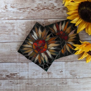 Craft Kits for Adults, Mosaic Kit, Sunflower Coaster Kit, DIY Kits for Adults, Sunflower Mosaic, Crafts Kits for Adults, DIY coasters, kits image 1