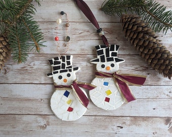 Craft Kits for Adults, Snowmen Ornaments, DIY Kits for Adults, Mosaic Kit, Snowman ornament kits, Crafts Kits for Adults, hand cut glass