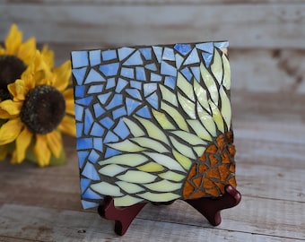Sunflower Mosaic Kit, Crafting gift for Adults, Sunflower Crafts,  DIY kits for women, yellow flower, stained glass art project