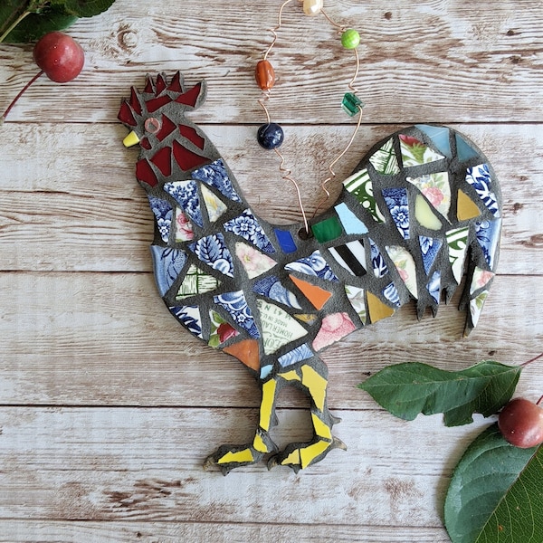 Mosaic Rooster Etsy