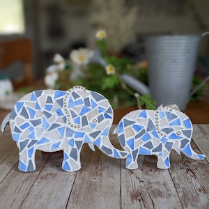 Craft Kits for Adults, Baby Mama Elephant Mosaic Kit, Elephant Crafts, DIY Kits for Adults, DIY Baby gifts, DIY Elephant Gift, mosaic kit image 1