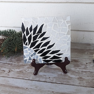DIY Mosaic Craft Kits, Monochrome trivet sunflower