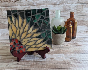 Craft Kits for Adults, Sunflower Trivet, Mosaic Kit, DIY Kits for Adults, Sunflower Kit, Stained Glass Mosaic Sunflower, Sunflower mosaic
