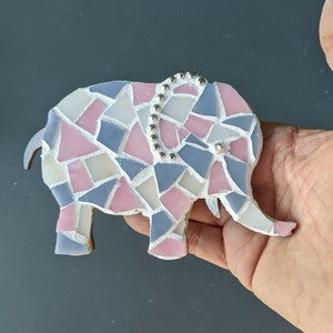 Craft Kits for Adults, Baby Mama Elephant Mosaic Kit, Elephant Crafts, DIY Kits for Adults, DIY Baby gifts, DIY Elephant Gift, mosaic kit Pinks/white/grays