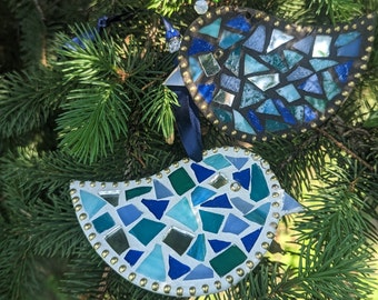 DIY Mosaic Craft Kit, Bird Ornament set, gifting crafts