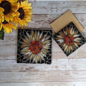 Craft Kits for Adults, Mosaic Kit, Sunflower Coaster Kit, DIY Kits for Adults, Sunflower Mosaic, Crafts Kits for Adults, DIY coasters, kits image 3