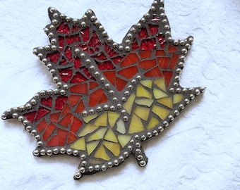 Craft Kits for Adults, Leaf Coasters, Mosaic Kit, DIY Kits for Adults, Maple Leaf Coaster Set, Craft Kits for Women, Stained Glass Kits