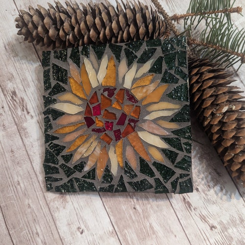 Craft Kits for Adults Sunflower Coaster Kit Mosaic Sunflower Etsy