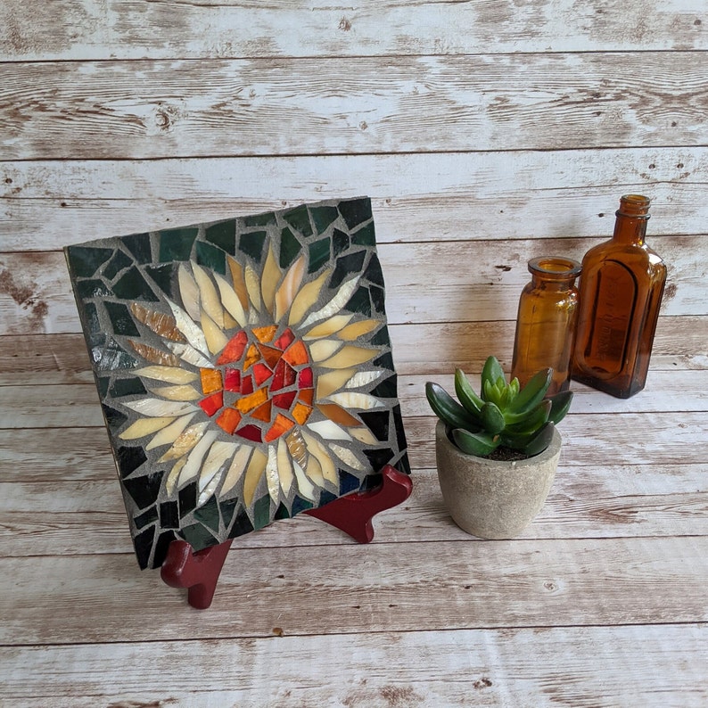 Craft Kits for Adults, Sunflower Trivet Kit, Mosaic Kit, DIY Kits for Adults, Sunflower Mosaic, Crafts Kits for Adults, DIY Sunflower Art image 1