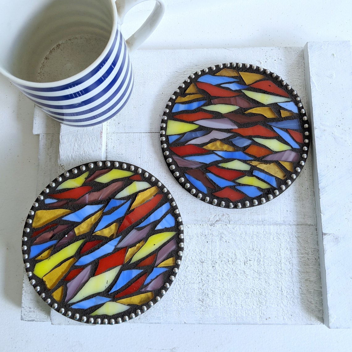 Craft Kits for Adults Sunset Coasters DIY Mosaic Stained Etsy