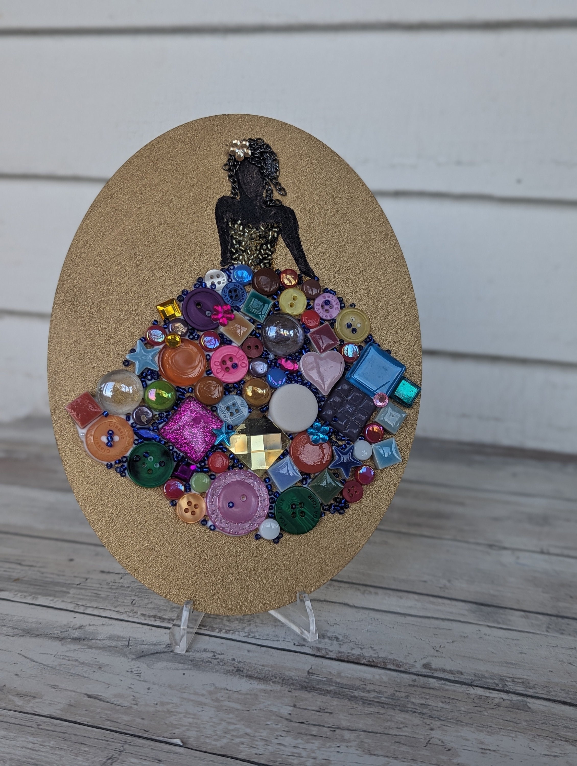 33 Adorable Button Crafts For Kids: Fun and Creative 3 DIY Button Art Ball Gown Kit, Mixed Media Mosaic Craft