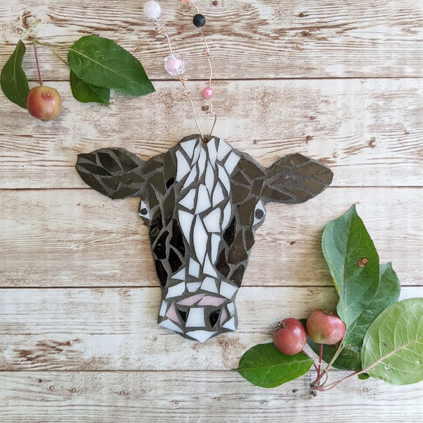 Craft Kits for Adults, Cow Ornament, Mosaic Kit, DIY Kits for Adults, DIY Cow Art, Farm Animal Craft Kits, Cow Crafts, Holstein cow art kit