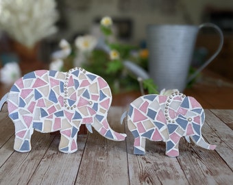 Craft Kits for Adults, Baby Mama Elephant Mosaic Kit, DIY Nursery Decor, DIY Kits for Adults, DIY Baby Room, Elephant crafts, baby elephant