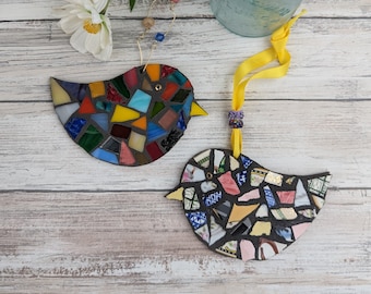 DIY Mosaic Bird Craft Kit, ornament set