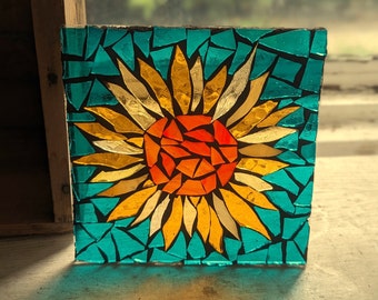 Craft Kits for Adults, Mosaic Kit, Suncatcher Kit, DIY kit for adults, sunflower crafts, mosaic sunflower, sunflower suncatcher, craft kit