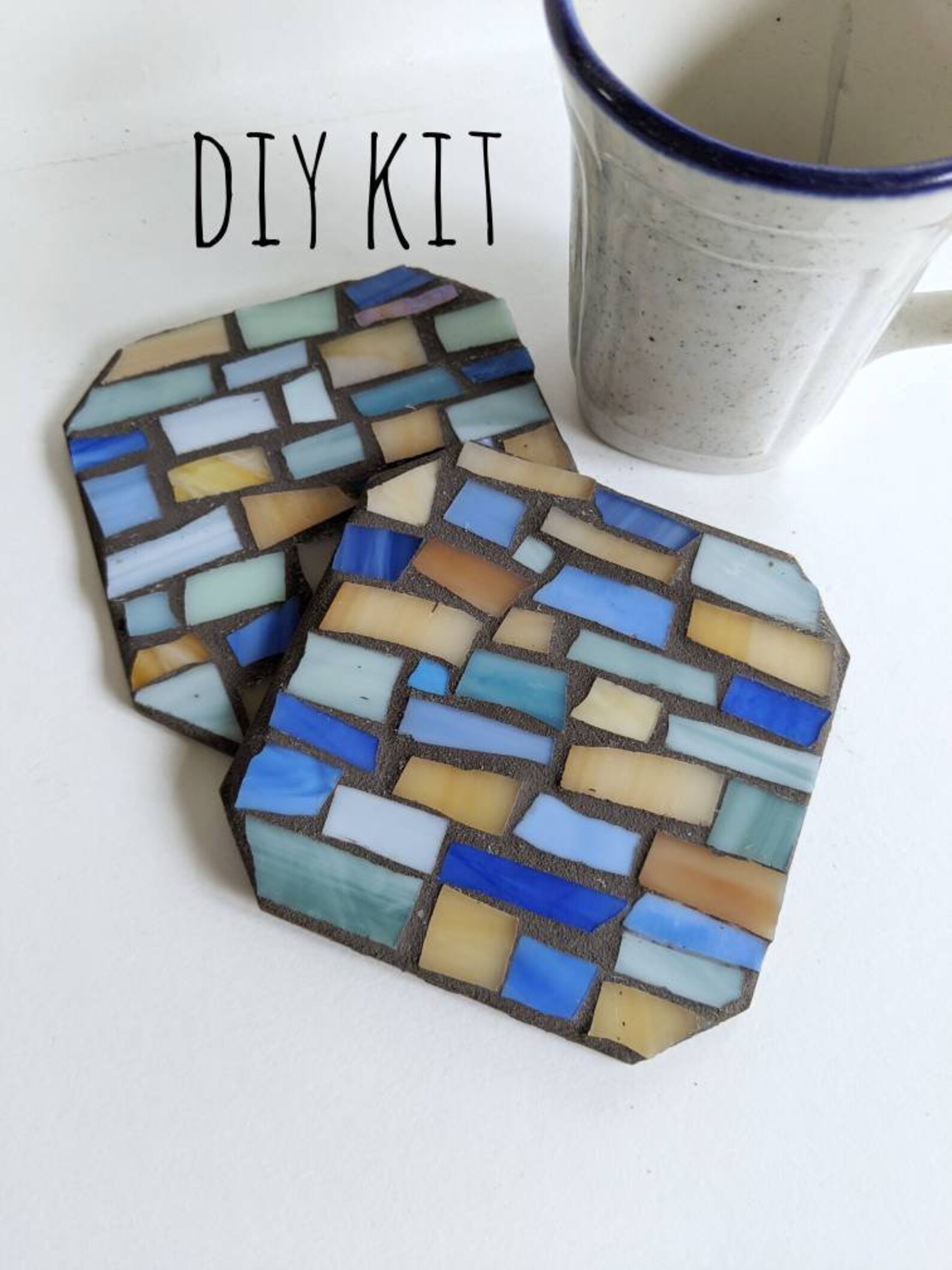 Craft Kits DIY Stained Glass Mosaic Coaster Set Mosaic Kit Etsy