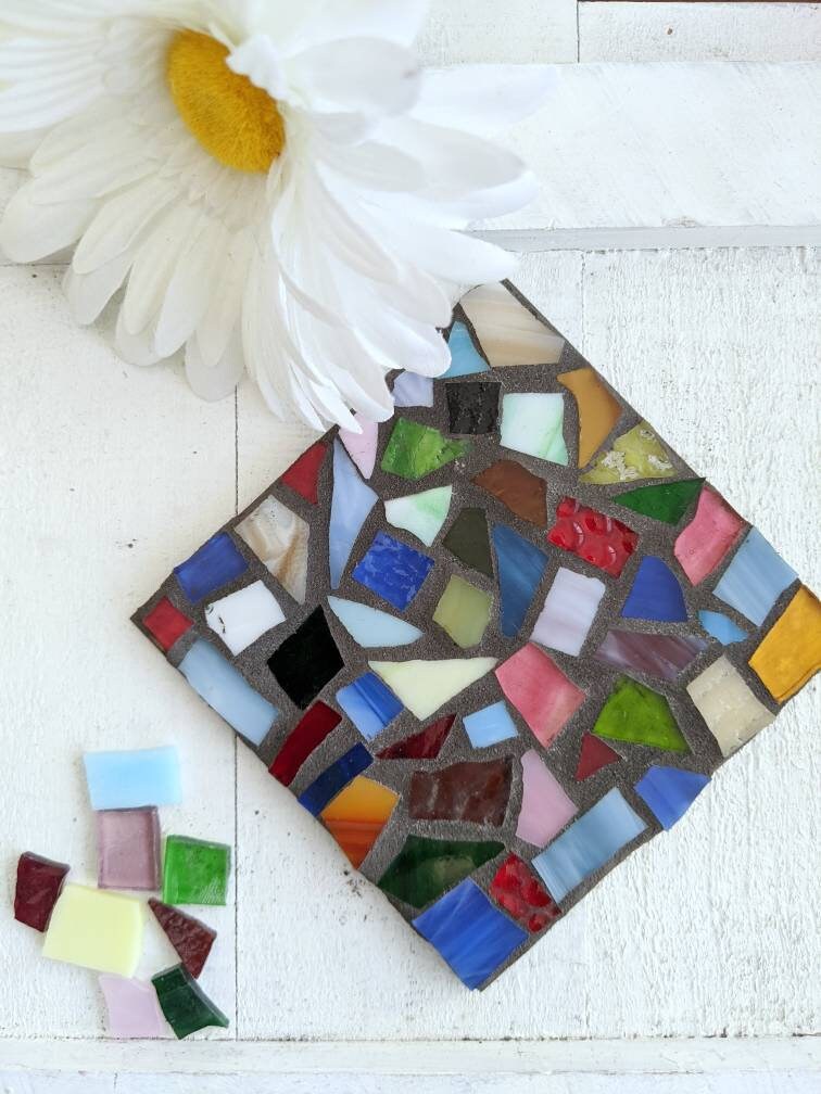 Craft Kits DIY Stained Glass Coaster Set Mosaic Kit Etsy