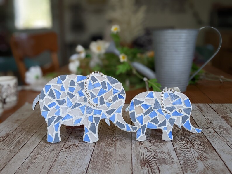 Craft Kits for Adults, Baby Mama Elephant Mosaic Kit, Elephant Crafts, DIY Kits for Adults, DIY Baby gifts, DIY Elephant Gift, mosaic kit image 1