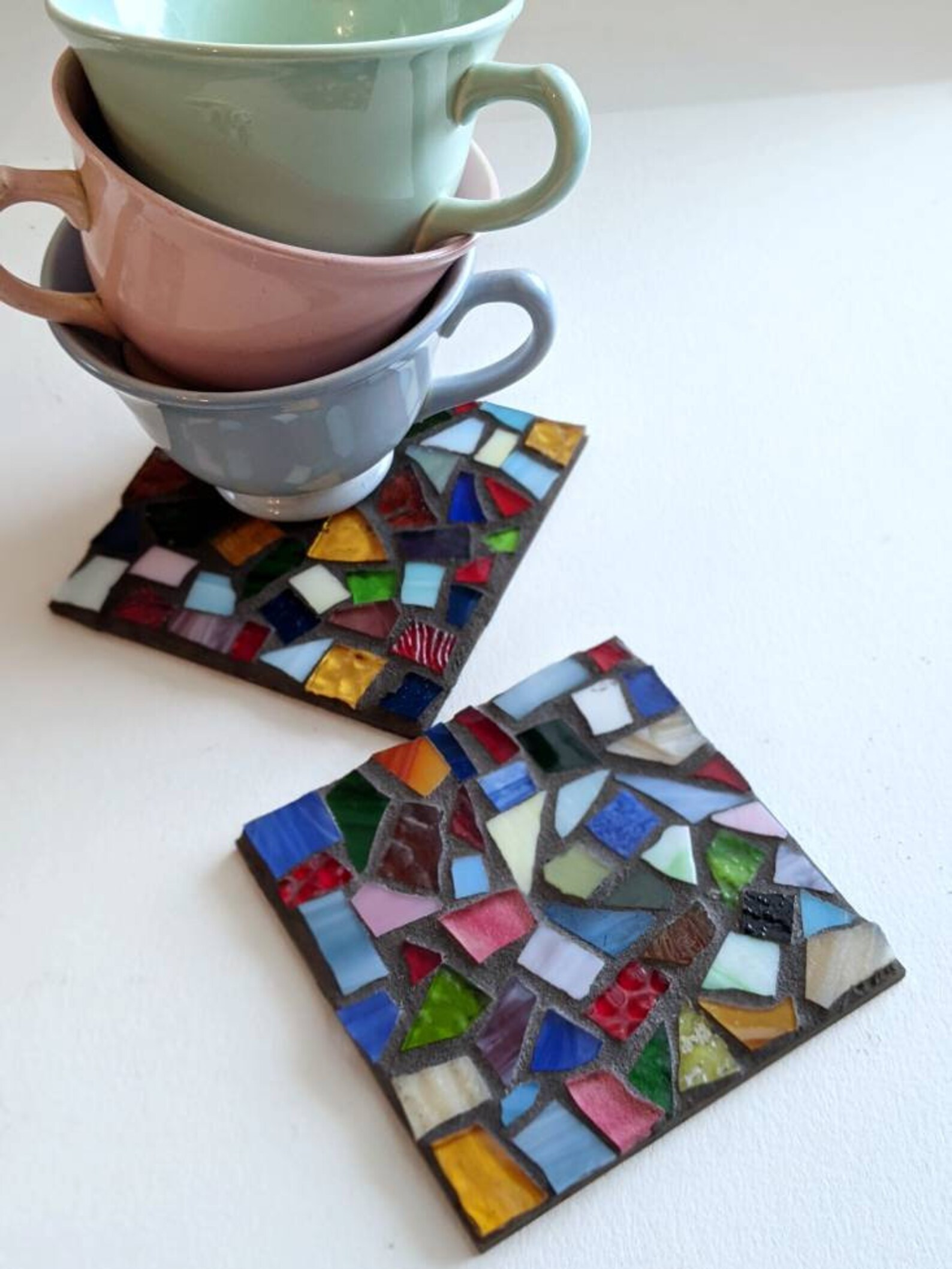 Craft Kits DIY Stained Glass Coaster Set Mosaic Kit Etsy