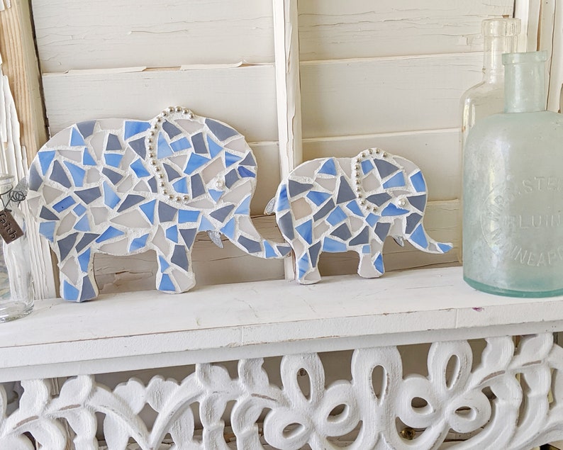 Craft Kits for Adults, Baby Mama Elephant Mosaic Kit, Elephant Crafts, DIY Kits for Adults, DIY Baby gifts, DIY Elephant Gift, mosaic kit image 5