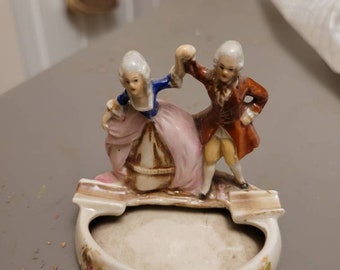 Victorian colonial couple ceramic ashtray