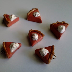 pumpkin pie polymer clay charms realistic pumpkin pie slice with fake whipped cream