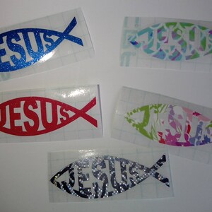 Jesus fish decal stickers, 4 inch permanent vinyl car or truck decals , or craft decals , permanent outdoor adhesive vinyl