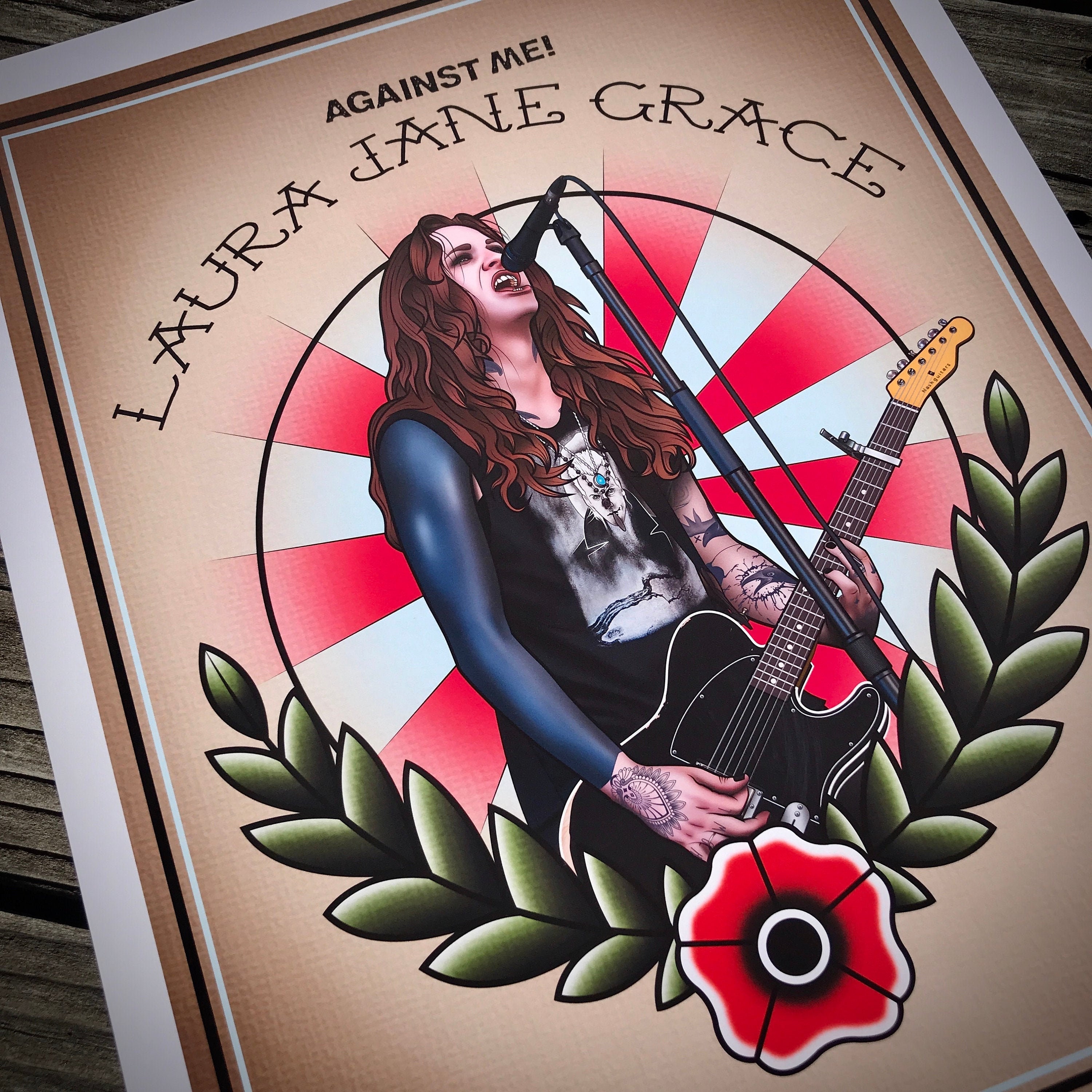 Against Me Laura Jane Grace Tattoo Flash Art Print Etsy