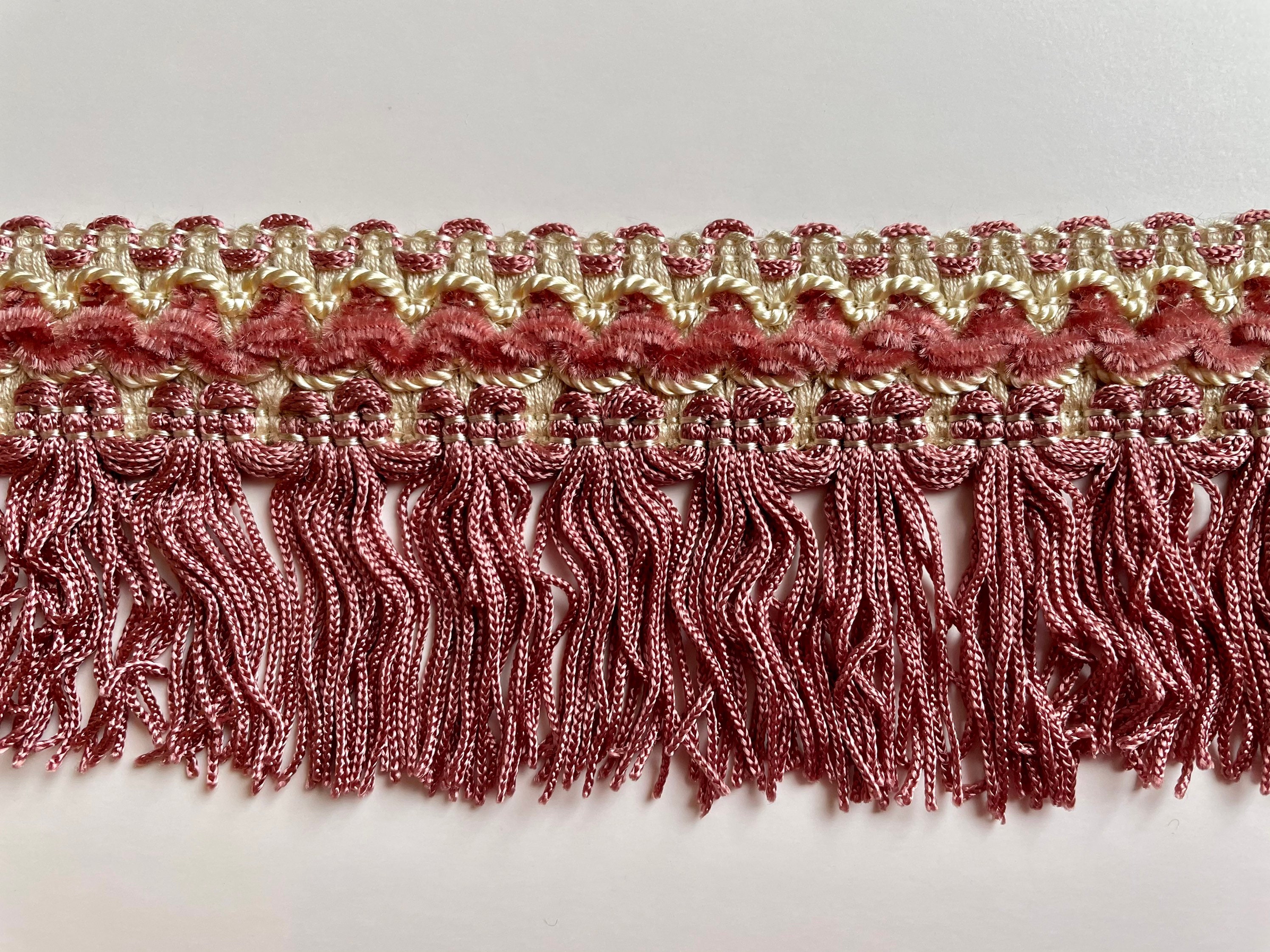 1 yard Vintage Chenille Fringe Trim mauve/offwhite French Etsy