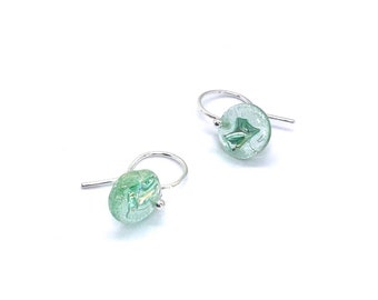 Upcycled cd 1cm round earring on sterling silver hooks