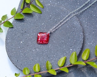 CD gem pendant on fine sterling silver chain (1cm square gem)