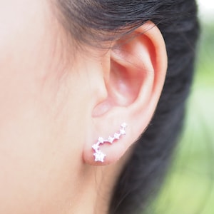 CZ Star Stud Earrings, Comet Star Earrings, Constellation Jewelry, Star Jewelry, Gift idea / OB16