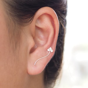 Arrow Head Ear Climber Earrings, CZ Earrings, Ear sweep, Minimalist Jewelry, Sterling silver / EE29