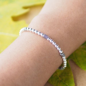 Sterling Silver Bali Rope Beads Bracelet, 7 inches Ball Bead Bracelet, Summer Beach Jewelry, Balinese Bracelet, Gift for her/ BR12