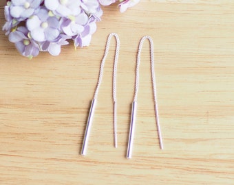 Long Bar Threader Earrings, Bar earrings, Dainty earrings, Minimalist Jewelry / CTD25