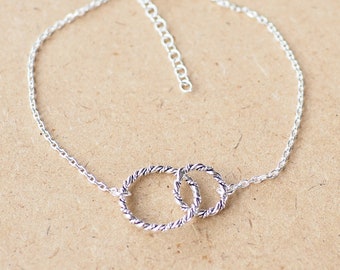 Sterling silver Circle Infinity Bracelet, Karma Bracelet, Infinity Jewelry,  Woman bracelet, Gift for her
