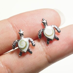 Zeeschildpad Stud Oorbellen Sterling zilveren Shell Turtle oorbellen nautische Sealife sieraden/TB10