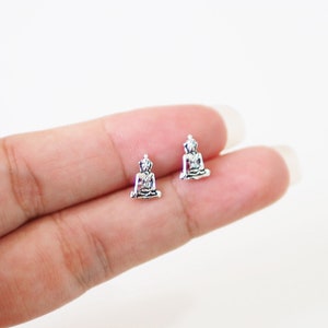 Sterling silver Tiny Buddha Earrings Buddha Stud Earrings Minimalist Earrings/ Q359
