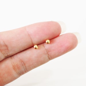 3 mm Tiny Gold Plated Dot ball Earrings, Simple everyday Jewelry, Minimalist earrings / BD299