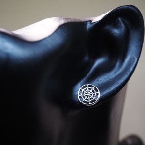 Spider Web Stud Earrings, Spooky Spider Earrings, Halloween Earrings, Gothic Jewelry / BK68