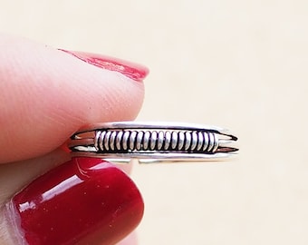 Anello tribale per le dita dei piedi, anello per le dita dei piedi in argento sterling, anello a spirale per le dita dei piedi /TO31