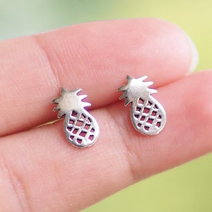 Flat Pineapple Stud Earrings, Tropical Fruit earrings, Summer Earrings, Gift idea / BK118